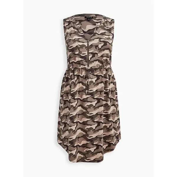 Torrid Sleeveless Zip-Front Shirt Dress - Stretch‎ Challis Camo NWT - Image 4