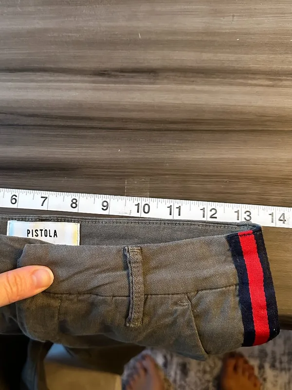 Pistola Pants Womens Luci High Rise Cropped Green Chino Red Racer Stripe Size 25 - Image 7