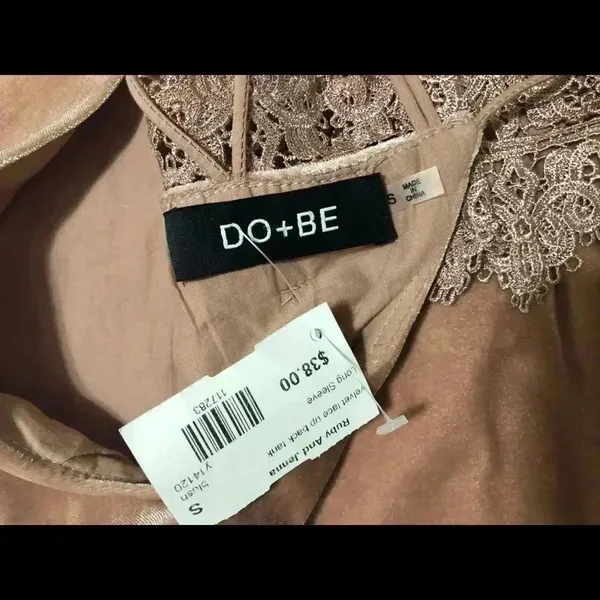 DO+BE Blush Velvet Lace‎ Up Back Halter Tank Top Y14120 Small NEW - Image 6