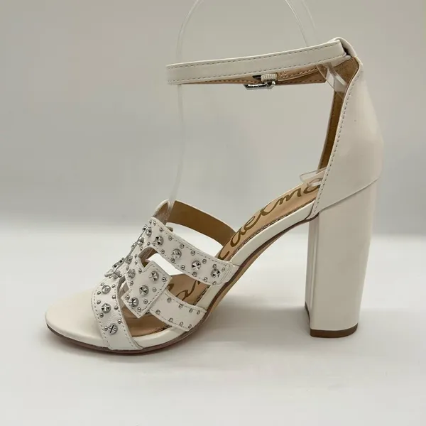 Sam Edelman Heels Womens 5.5 White Leather Yasha‎ Studs Strappy Heels Sandals - Image 3