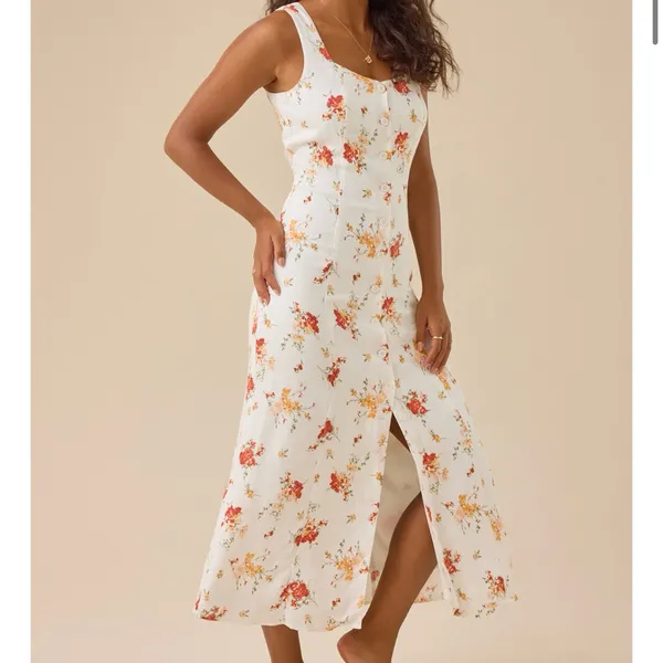 Altar'd State White Floral Button-Front Midi Dress - Image 3