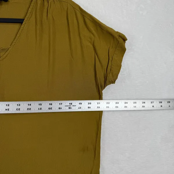 Madewell Womens Central Shirt Short Sleeve V-Neck Button Back Olive‎ Green Small - Image 3