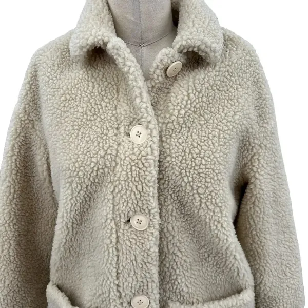 Madewell Sherpa Walton‎ Shirt-Jacket Cream Ivory Button Down Size XS - Image 5