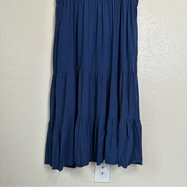 Knox Rose Navy Blue Flutter Short Sleeves Tiered Midi Dress, Size XL - Image 9