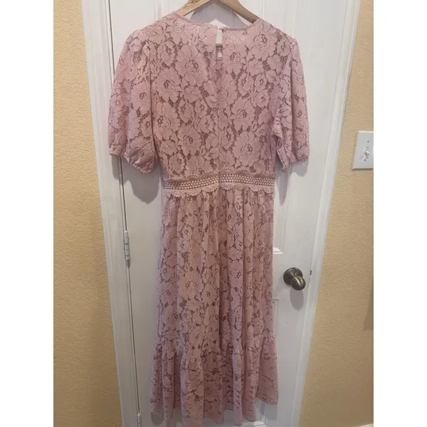 Fleur de Lis Lace Midi Dress BY SUGARLIPS MAUVE COLOR SIZE M - Image 2