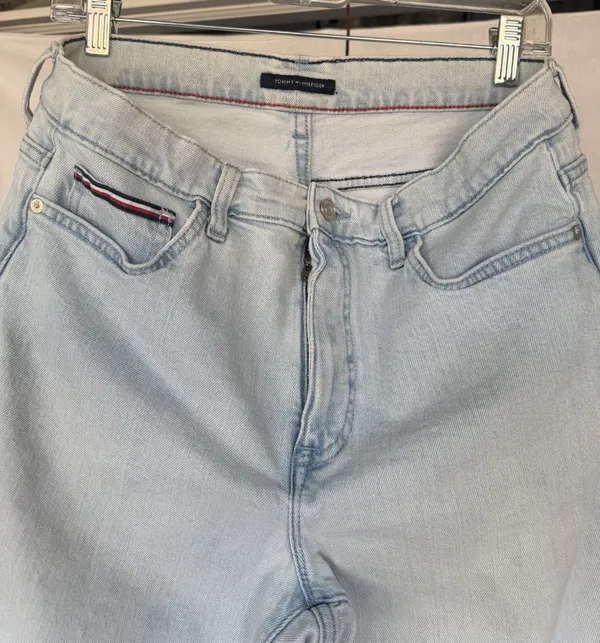 Tommy Hilfiger Light Wash Patchwork Straight Leg Jeans Size 12 - Image 2