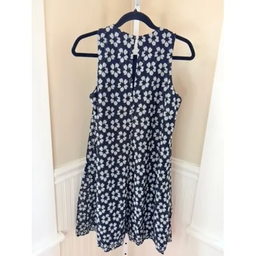 Tommy Hilfiger Floral Lace Trapeze Dress Sleeveless Shift Navy Blue White Size 6 - Image 3