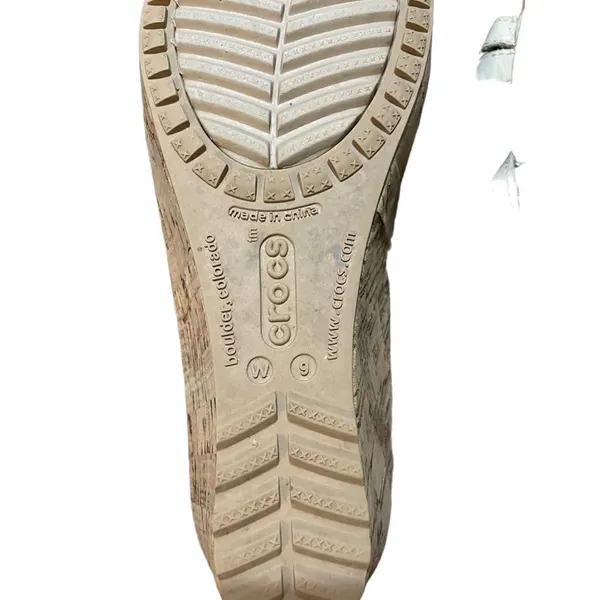Crocs‎ Leigh Cork Beige Wedge sandals Leather Straps Womens - Image 5