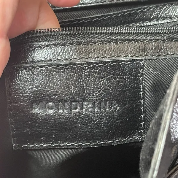 Black Leather‎ Brown White Cowhide Boho Purse Mondrina Handbag Western Cowgirl - Image 6