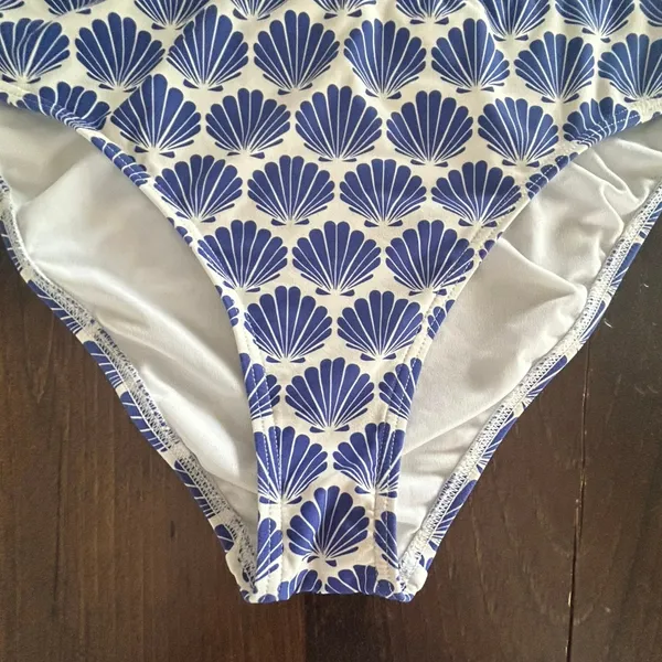 Kate Spade New‎ York Blue White Seashell Print Hipster Bikini Bottom Summer Chic - Image 4
