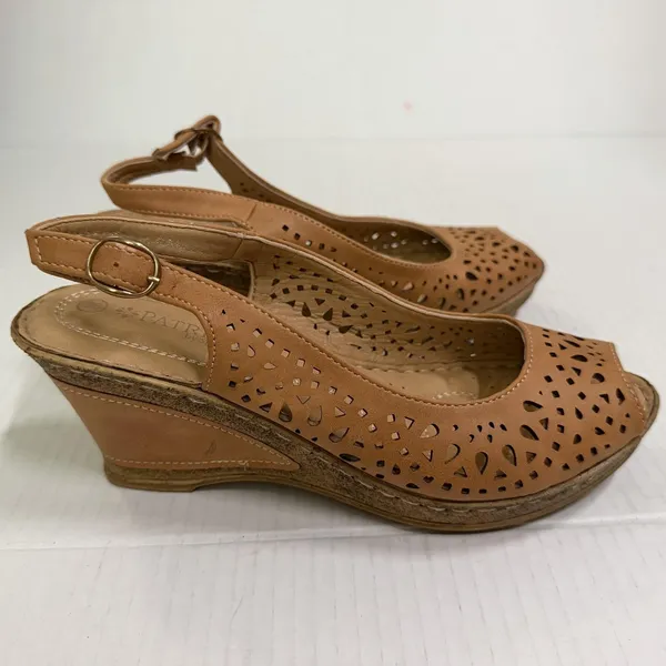 Patrizia By Spring Step Shoes Womens Size 7.5 38 Brown Slingback Wedge Sandals - Image 2