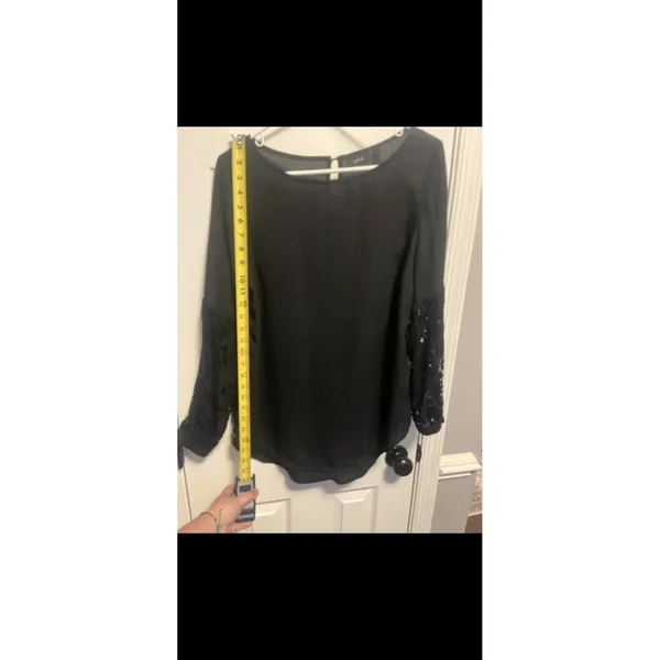 Womens APT 9 - BLACK WITH PARTIAL LACE SLEEVE Top Medium. Nightout causal date - Image 2