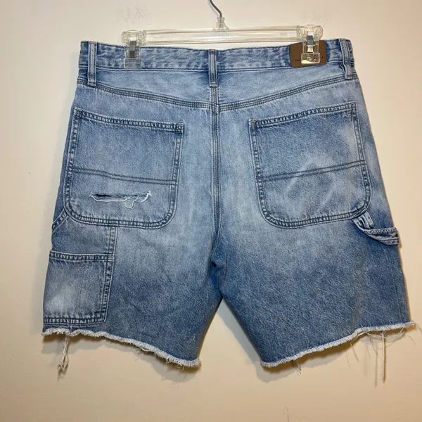 American Eagle Jean‎ Shorts Jorts Low Rise Baggy Carpenter Blue Denim Size 6 - Image 2