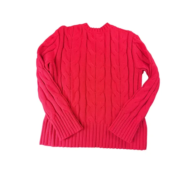 Banana Republic Pink Cable Knit Sweater M Chunky Braided Crewneck - Image 5