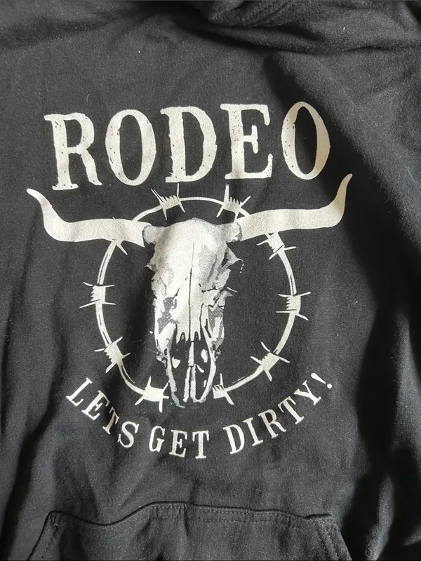 Gildan Black Hoodie with White Rodeo Skull Graphic - Image 3
