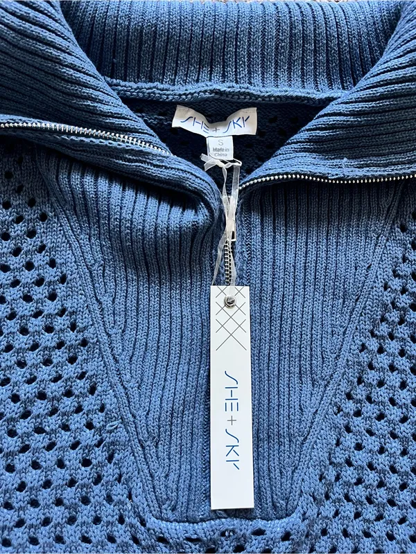 She + Sky collared drop shoulder sweater size small NWT - Image 3