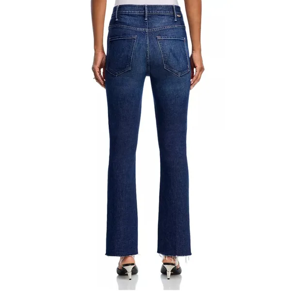 MOTHER Denim The Hustler Ankle Jeans Womens 24 High Rise Frayed Hem Bootcut Blue - Image 4