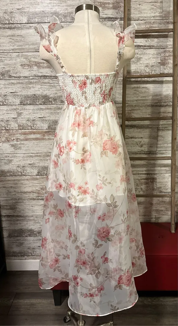 Boutique White And Pink Floral Dress - Image 3