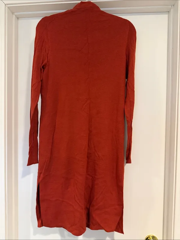Ann Taylor Long Burnt Orange Button-Front Cardigan - Image 5