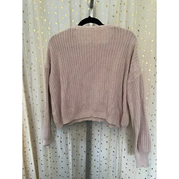 Brandy Melville 100% Cotton Italian Crochet Knit Crew Neck Slouchy Sweater OS - Image 2