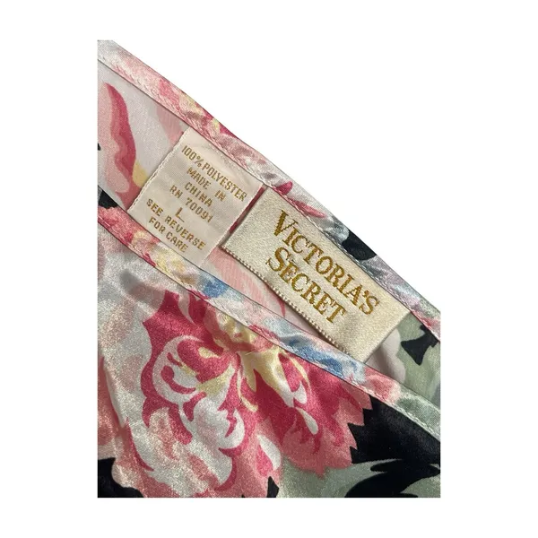 Vintage 90s Victorias Secret Nightgown Womens Large Pink Floral Chemise Satin - Image 3