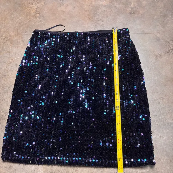Molly Bracken Womens Small Black Purple Shimmery Sequins Mini Clubwear Skirt - Image 4