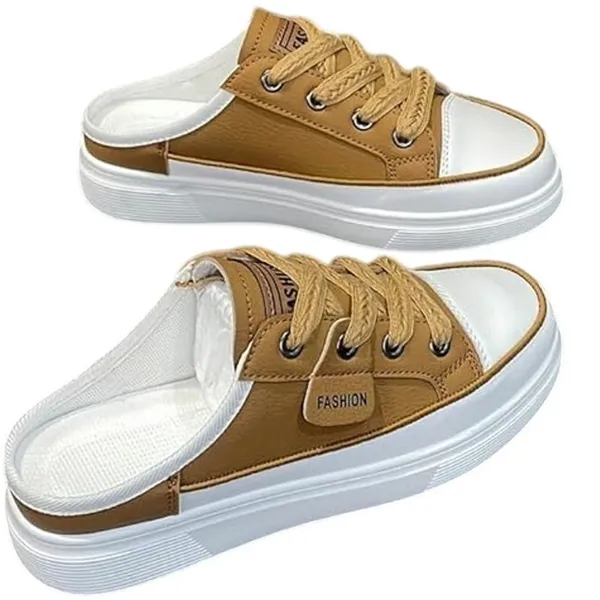 NWT ~ Tan Flat Mule Slip-On Backless Casual Sneakers Shoes ~ Women's Size 11 1/2 - Image 5