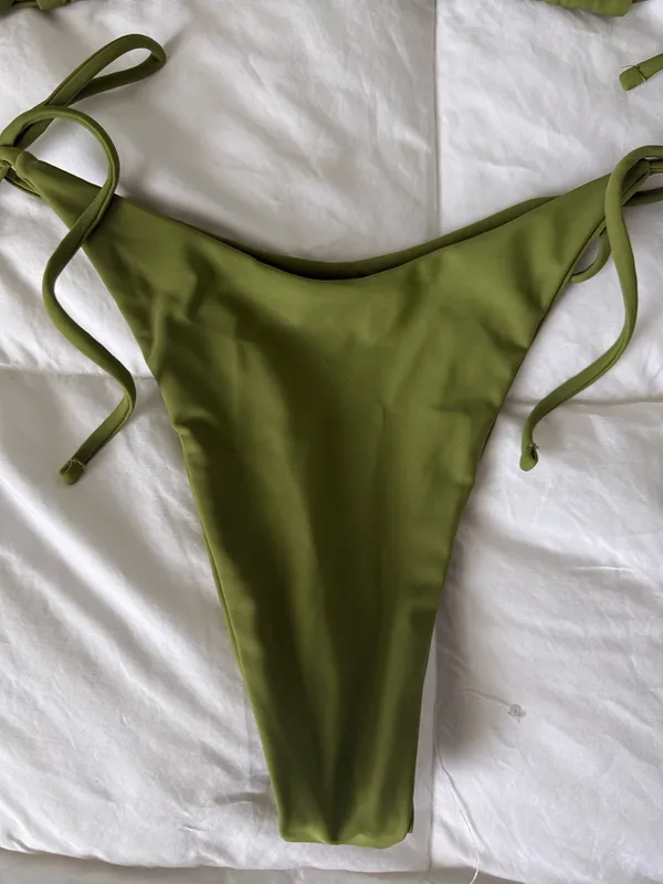 Olive Green Halter Top Bikini Set Small - Image 3