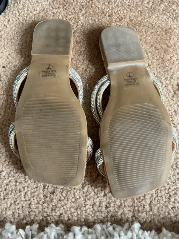 Cityclassified Rhinestone Cork Flat Slide Sandals Size 7 - Image 4