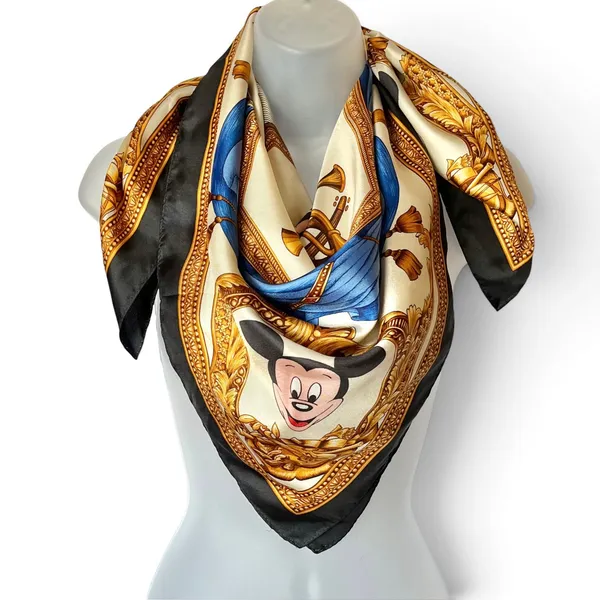 Vintage Walt Disney Company x Echo Conductor Mickey Silk Twill Square Scarf - Image 2