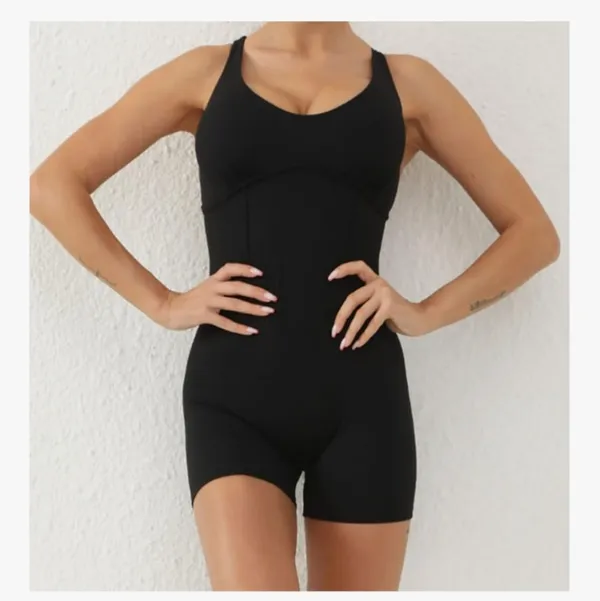 Cross Back Jumpsuit One Puece Workout Scrunch Butt Yoga Size Medium New - Image 3