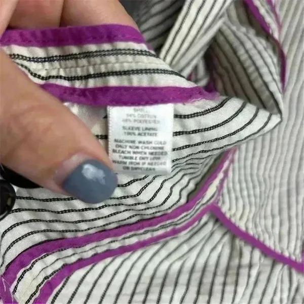 Ann‎ Taylor Loft Women's Blazer Jacket Ivory/White and Black Stripes Size 8 - Image 9