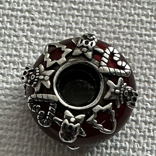 Pandora Christmas Candy Cane Holiday Charm Red Murano Glass ALE 925 Silver - Image 4