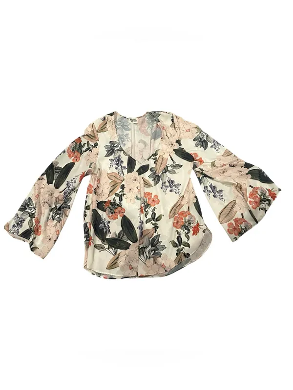 show me your mumu hippy dippy boho bell sleeve tunic floral pullover blouse M - Image 3