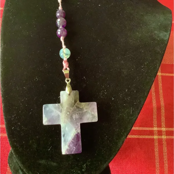 Handmade Natural Amethyst stone Cross necklace 💖 - Image 6
