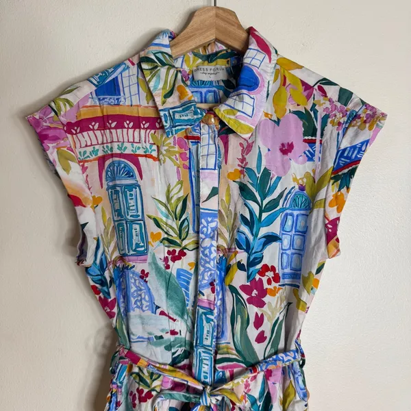 Dress Forum Women's Tropical Floral Mediterranean Print Romper Multi L - Image 4
