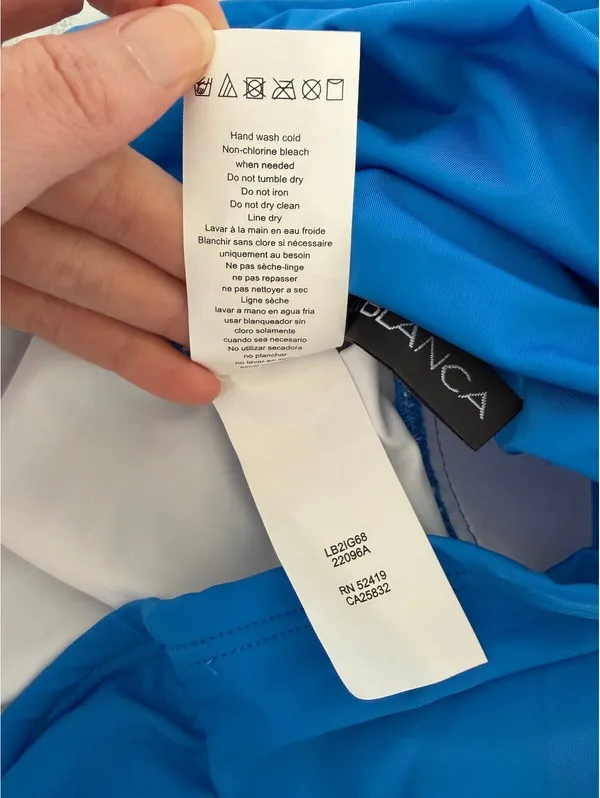 La Blanca Island Goddess Twist Tie Black Tankini Swim Top Blue Size 4 Modest - Image 6