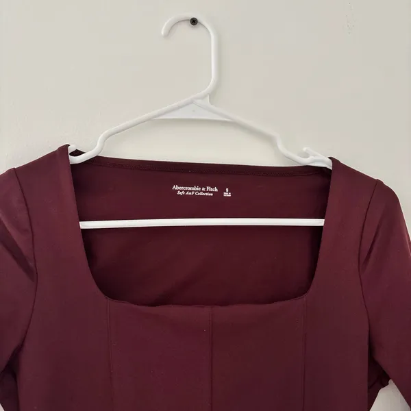 burgundy abercrombie long sleeve squareneck bodysuit - Image 2