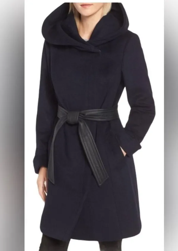 Cole Haan Tie-waist Wool blend Wrap coat - Image 11