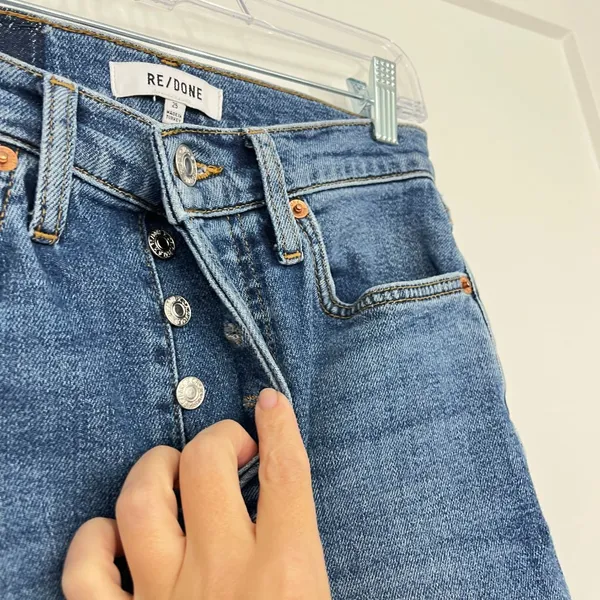 RE/DONE Size 25 Blue Stretch High Rise Ankle Crop Jeans - Image 3