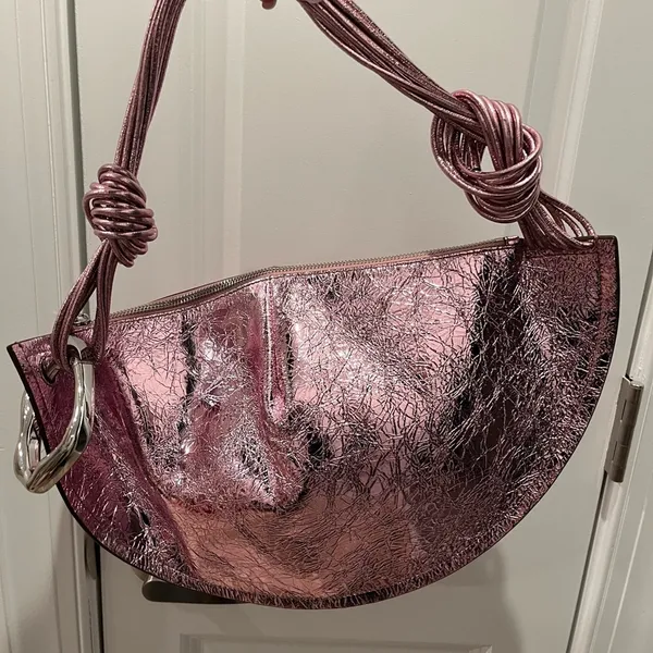 NWOT Cult Gaia Estrella metallic tote bag Cameo Pink - Image 8