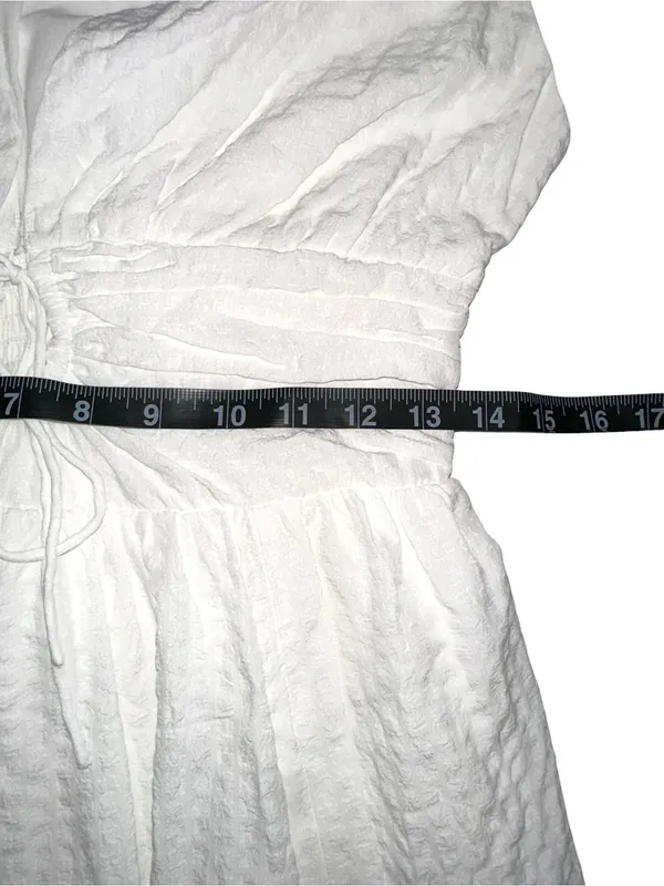 NWT Abercrombie & Fitch Textured Plunge White Mini Dress MEDIUM TALL - Image 8