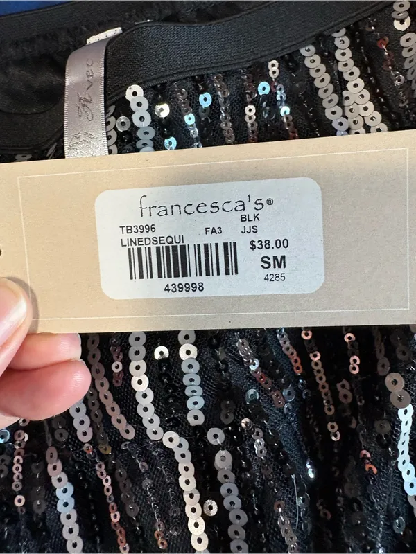 Women’s Black/Silver Sequin Mini Skirt Party Cocktail Sparkly-Size Small New - Image 3