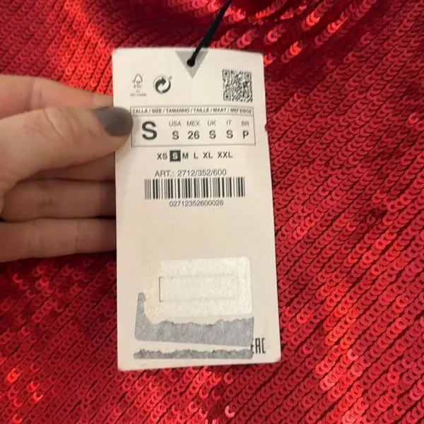 Zara NWT red sequin slip mini dress size small - Image 6