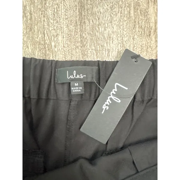 Lulus Black Pleated High Waisted Straight Leg Trousers Pants Size Medium NEW - Image 3