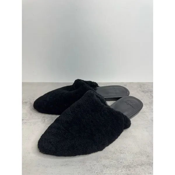 Marc Fisher Miles Size 5.5 Black‎ Pointed Toe Shearling Sheepskin Slip On NEW - Image 2