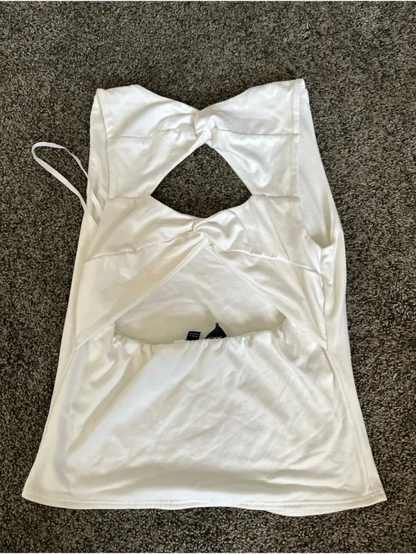 Windsor White Knotted Sleeveless Top Size Large 0334 - Image 2