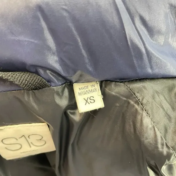 S13 Quilted Down Short‎ Puffer Jacket Navy Blue Size XS - Image 8