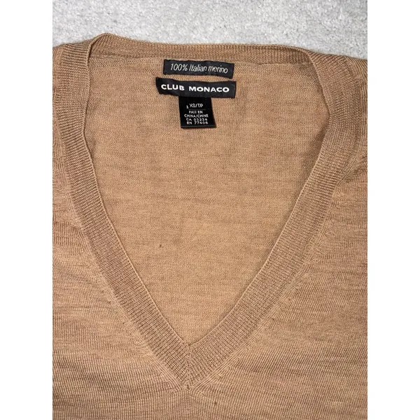 CLUB MONOCO ~ Xs ~‎ Brown 100% Extra Fine Italian Merino Wool Sweater - Image 2