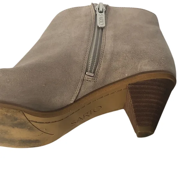 Franco Sarto Spectra Suede Booties 6.5 Tan Pointed Toe Quiet Luxury Fall - Image 7